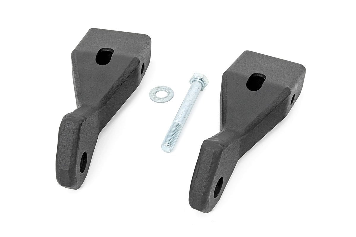 GMC Sierra 1500 Tow Hook Brackets - Front - Rough Country - Tow Hook to Shackle Conversion Kit - Black - '07-'13